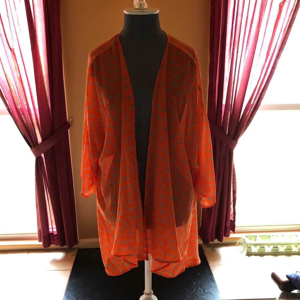 Lularoe Lindsay in Orange Sheer Material